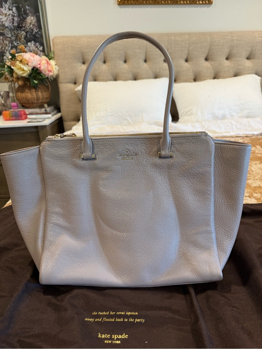 kate spade Pebbled Leather Tote in Lilac